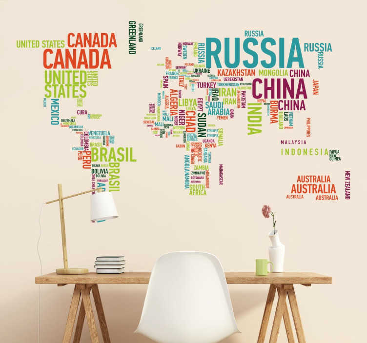 weltkarte namen wandsticker 8736