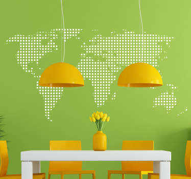 Karierte Weltkarte Aufkleber