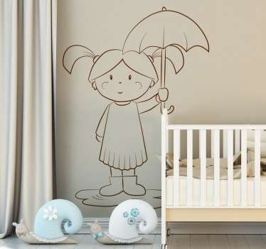 Kind mit Regenschirm Wandattoo