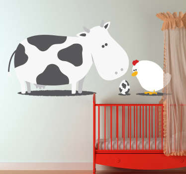 Wandtattoo Kuh und Huhn
