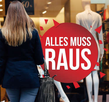 Schaufensteraufkleber Alles muss raus