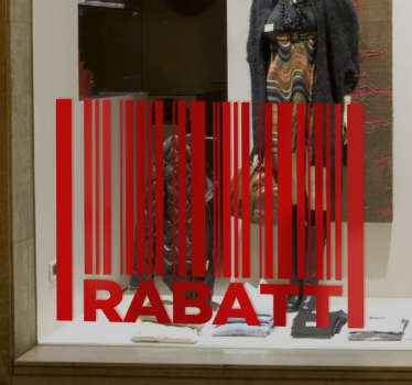 Schaufensteraufkleber Barcode Rabatt