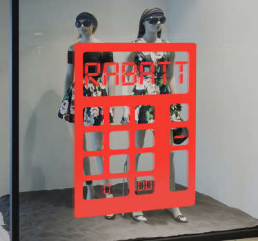 Schaufensteraufkleber Rabatt Taschenrechner