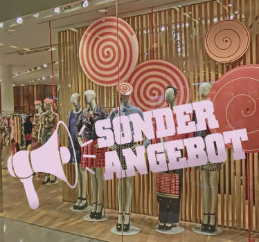 Schaufensteraufkleber Sonderangebot Megafon