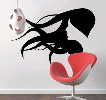 Silhouette Frau im Wind Wandtattoo