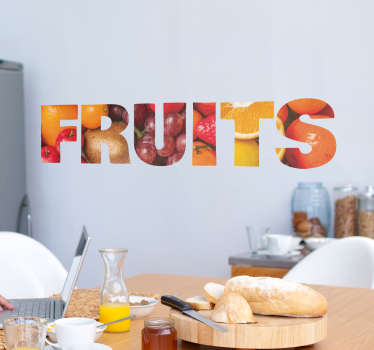 Text Aufkleber Früchte Fruits