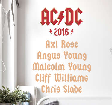 Wandtattoo Bandmitglieder ACDC 2016