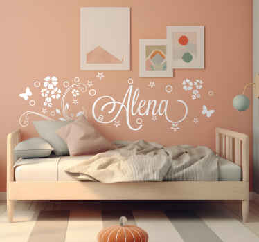 Wandtattoo Blumen Name personalisierbar