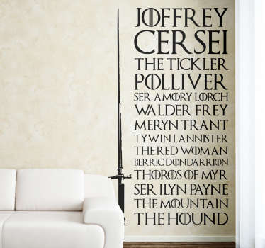 Wandtattoo Liste von Arya Stark