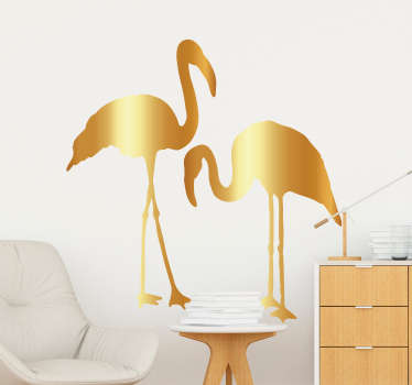 Wandtattoo Wohnzimmer Flamingo Silhouette Gold