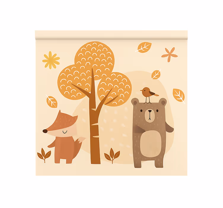 Rollo Fenster Kinderzimmer beige waldtiere - TenStickers