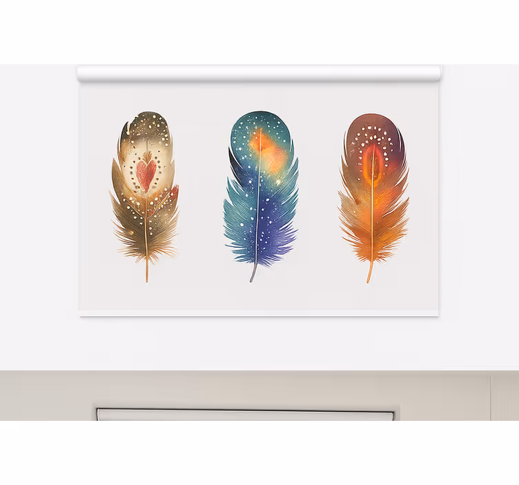 Rollo esszimmer mit bunten tribal inspirierten federn - TenStickers