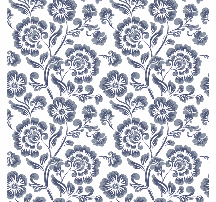 Rollo fenster badezimmer blaue blumen weißer hintergrund - TenStickers