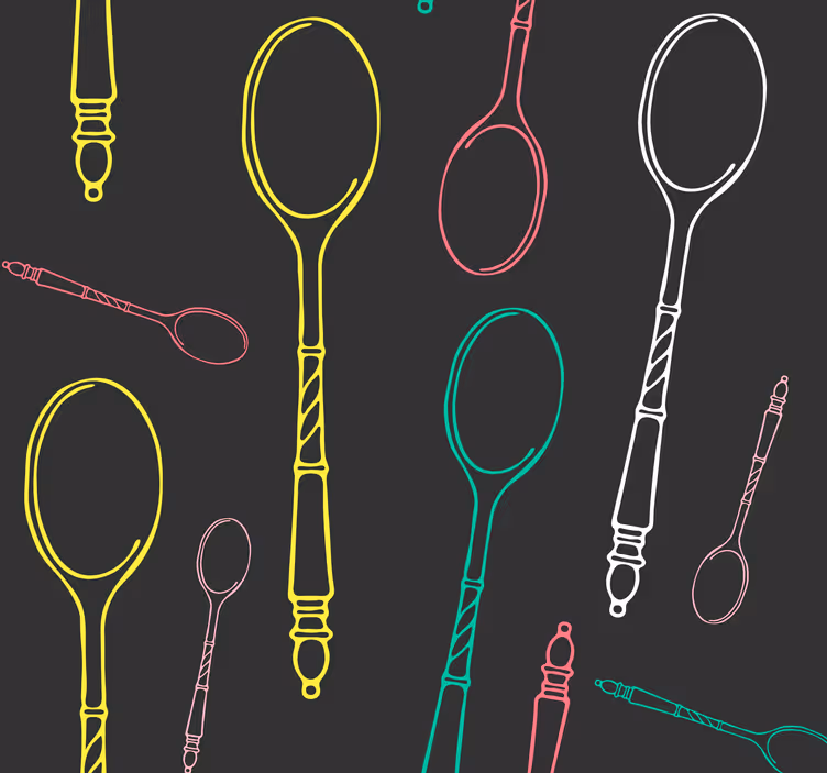 Rollo für küche mit neon utensilien skizze - TenStickers