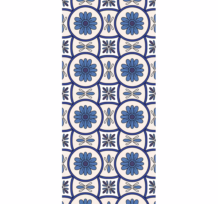 Rollo für küche mit blauem blütenmuster im portugiesischen stil - TenStickers