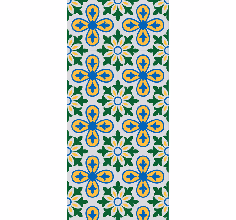 Rollo für küche in gelb und blau mit portugiesischem muster - TenStickers