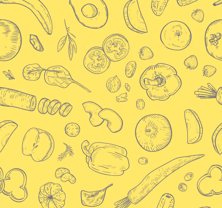 Rollo für küche mit buntem obst und gemüse set - TenStickers