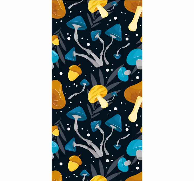 Rollo für küche mit blau-gelbem pilzmuster - TenStickers