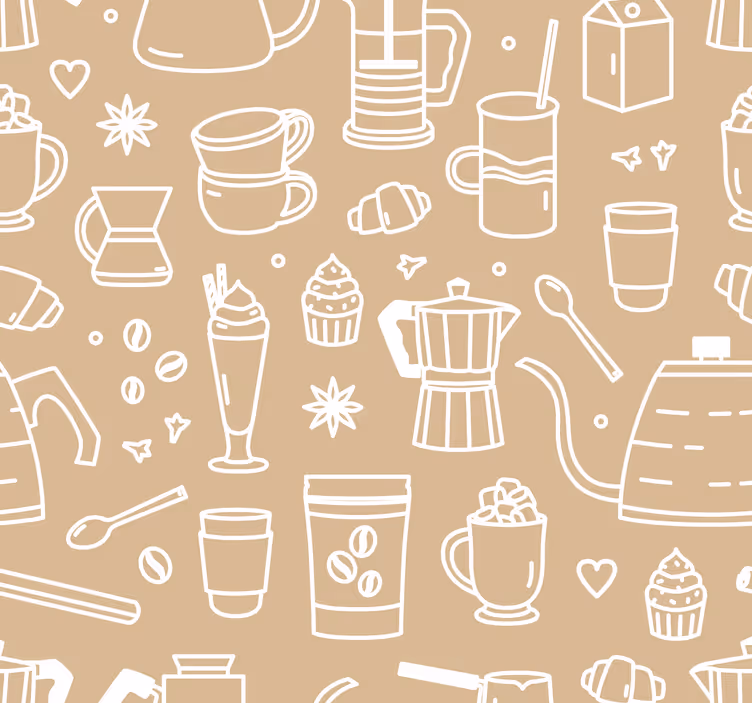 Rollo für küche mit muster von tassen und gläsern - TenStickers