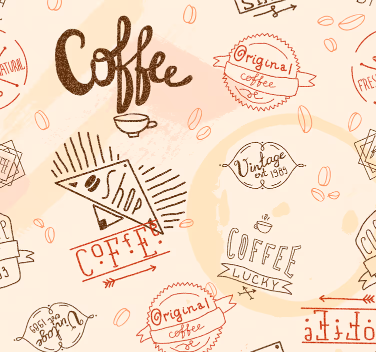 Rollo für küche mit kaffeetassen motiven - TenStickers