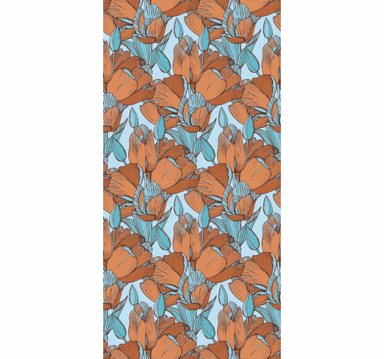 Rollo esszimmer braune tulpen künstlerisches blaues design - TenStickers