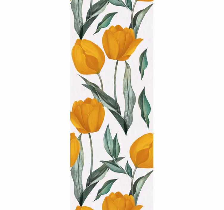 Rollo esszimmer mit muster von gelben tulpenölgemälde - TenStickers