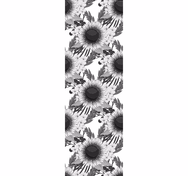 Rollo esszimmer sonnenblumen schwarz und weiß - TenStickers