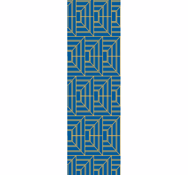 Rollo esszimmer goldene linien auf blauem hintergrund - TenStickers