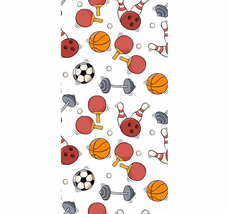 Rollo fenster kinderzimmer mit sportgeräten im doodle-stil - TenStickers
