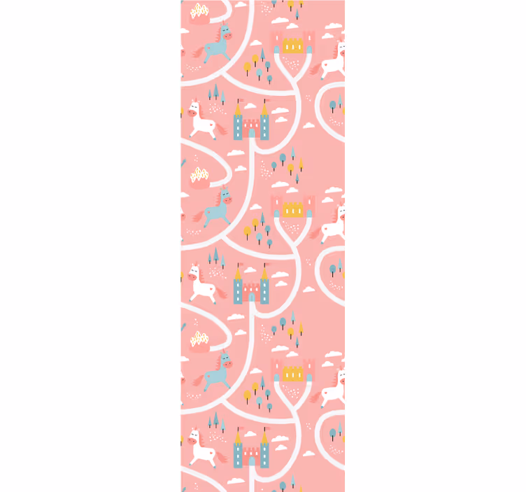 Rollo fenster kinderzimmer mit pinken einhornburgen - TenStickers