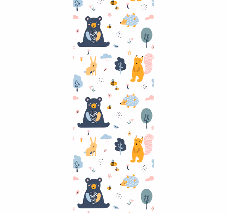 Rollo fenster kinderzimmer mit bunten eichhörnchen und bären - TenStickers