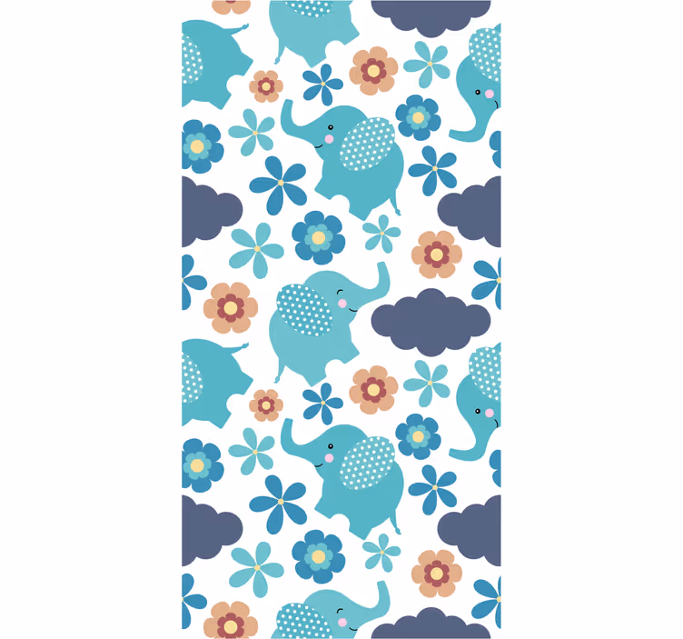 Rollo fenster kinderzimmer elefanten und blumen - TenStickers