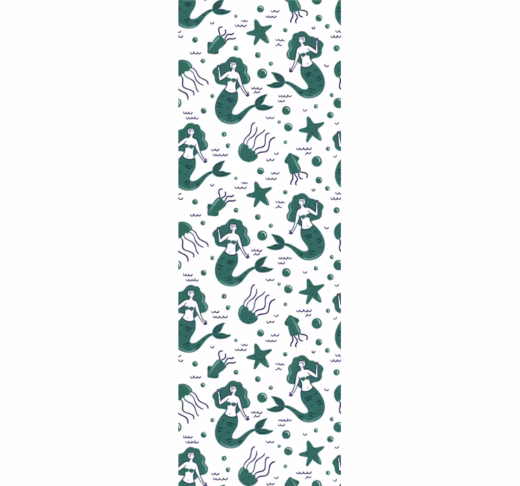 Rollo fenster kinderzimmer grüne meerjungfrauen - TenStickers