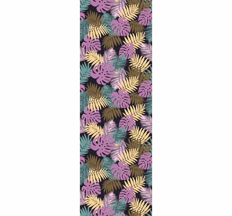 Rollo fenster home office mit tropischen grünen und rosa blättern - TenStickers