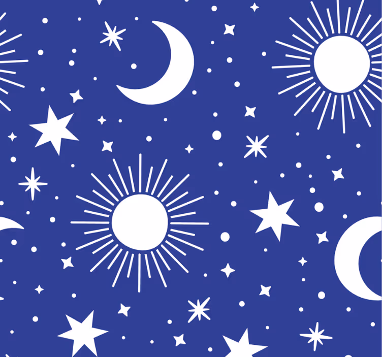 Rollo fenster jugendzimmer weiße sterne und monde auf blauem - TenStickers