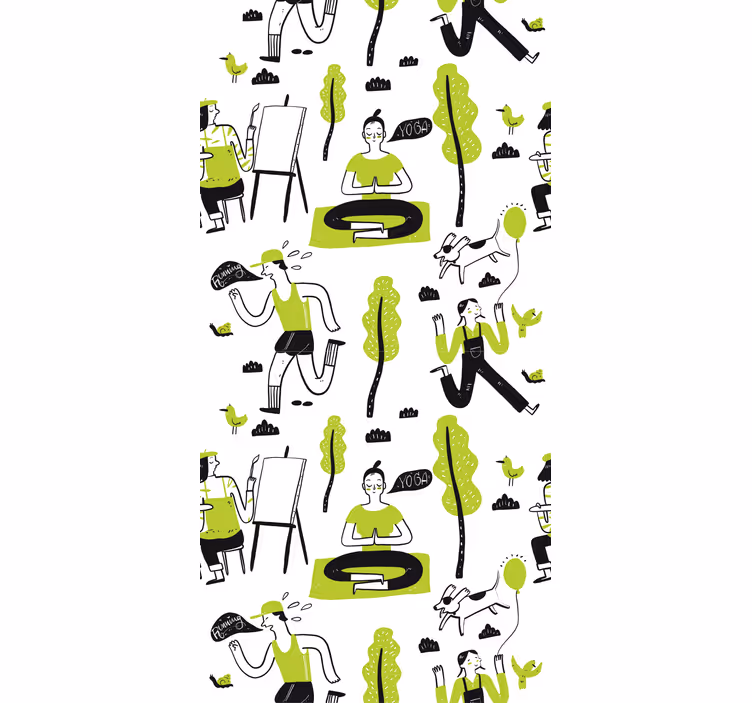 Fenster rollo modern gesundes lebensstil doodle set - TenStickers