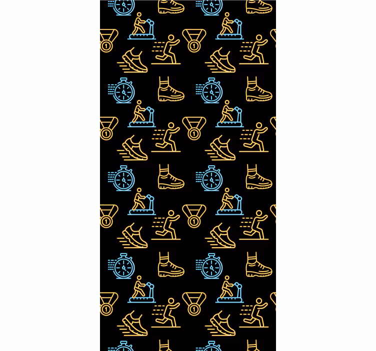 Fenster rollo modern mit neonfarbigen icons auf schwarz - TenStickers