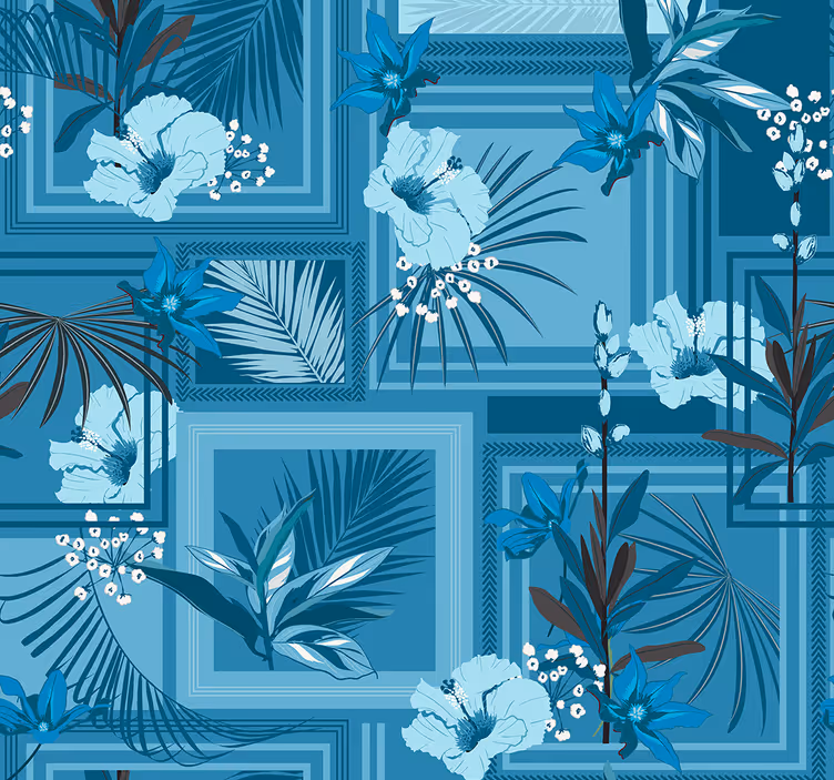 Rollo fenster badezimmer mit blauen blumenmuster - TenStickers