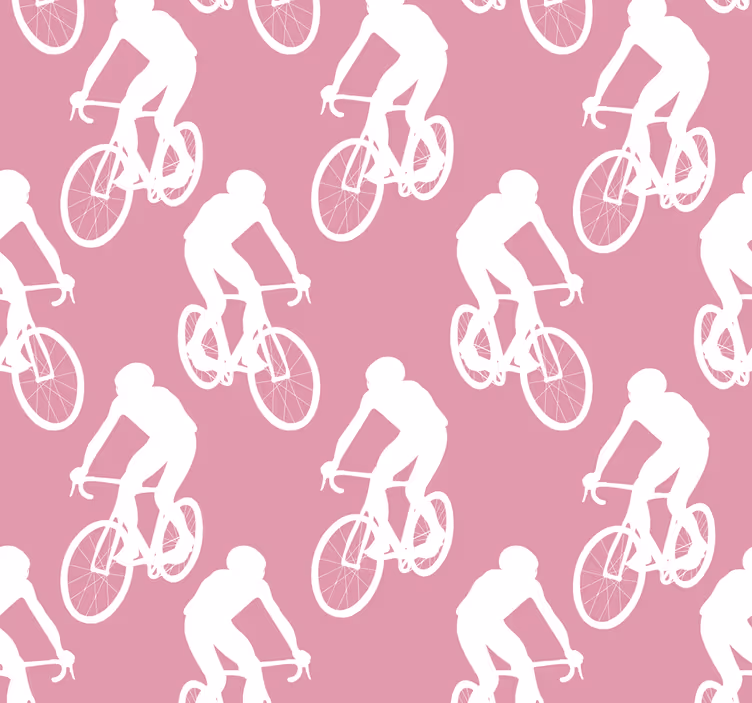 Rollo fenster rosa mit weißem radfahrer-muster - TenStickers