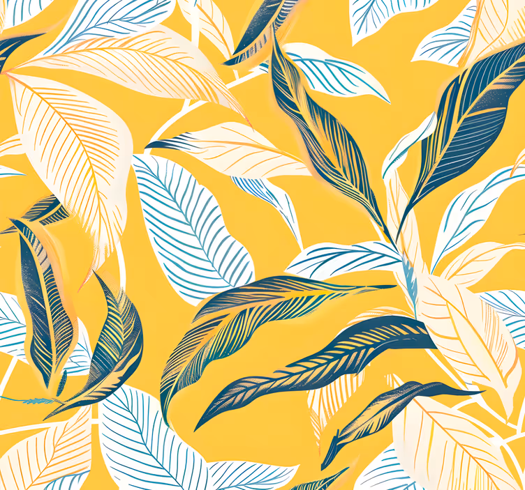 Rollo fenster gelb mit mediterraner flora - TenStickers