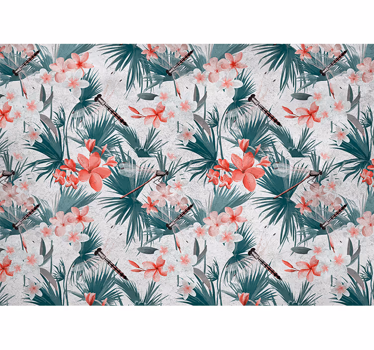 Rollo für küche mit tropischen pflanzen und blumen - TenStickers
