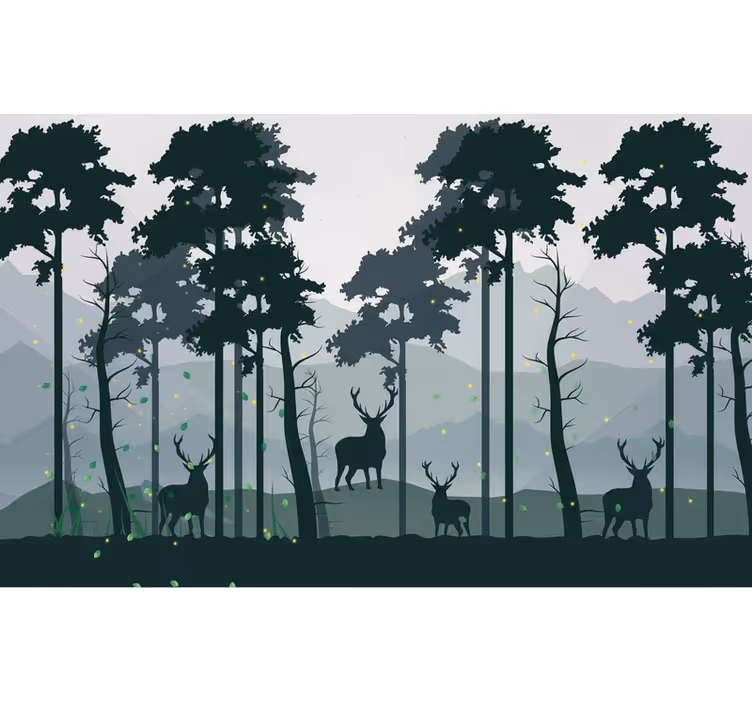 Rollo für küche silhouette wald skandi - TenStickers