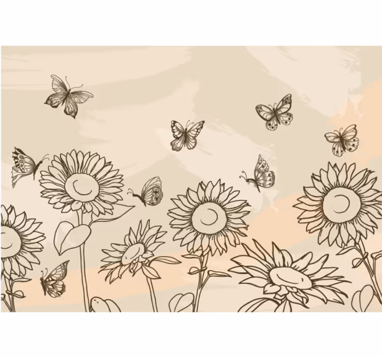 Rollo für küche mit sonnenblumen und schmetterlingen beige - TenStickers