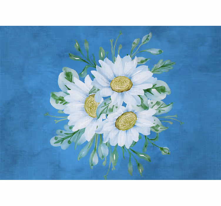 Rollo für küche mit weißen blumen auf blauem hintergrund - TenStickers
