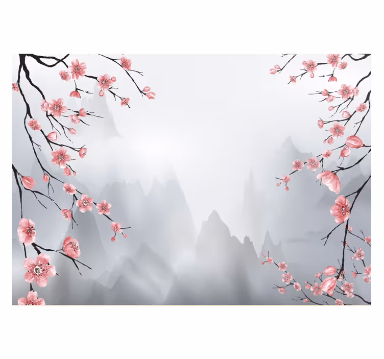 Rollo für küche mit japanischen kirschblütenzweigen - TenStickers