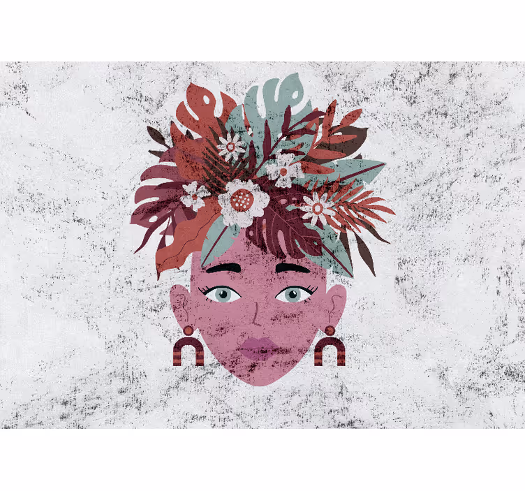 Rollo fenster weiß modernes design mit frau und blumen - TenStickers