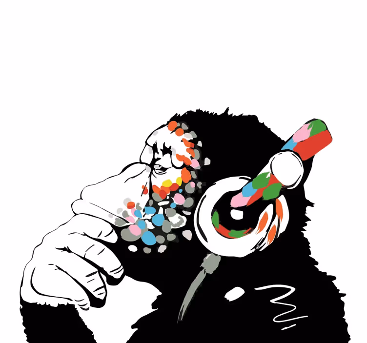 Rollo wohnzimmer mono banksy musik - TenStickers