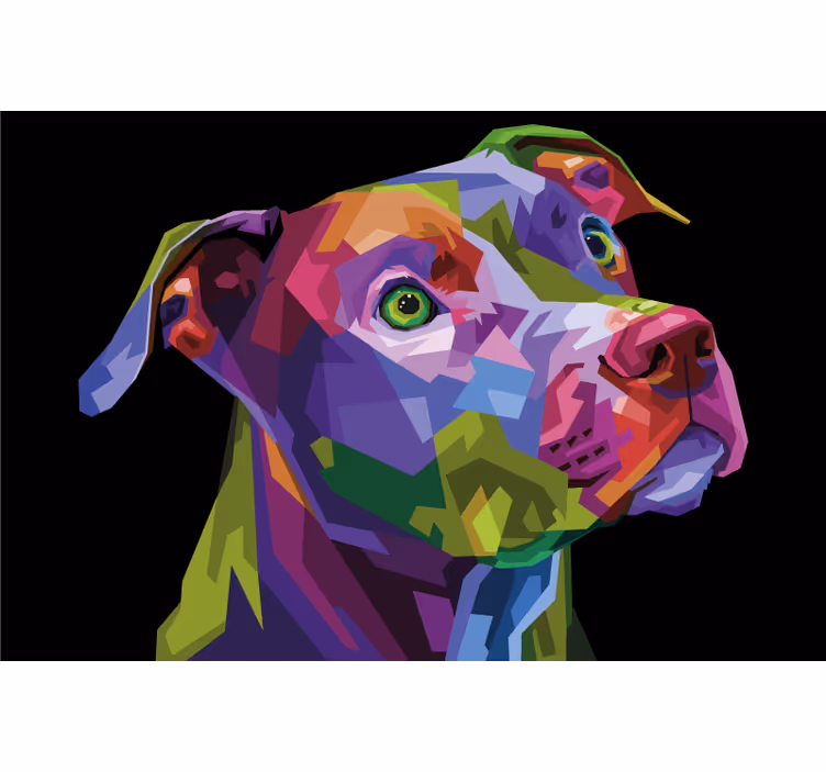 Rollo wohnzimmer mit modernen, bunten pitbulls - TenStickers
