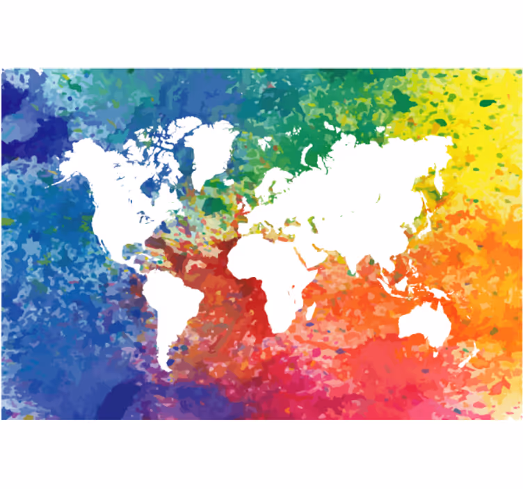 Rollo wohnzimmer künstlerische bunte weltkarte - TenStickers