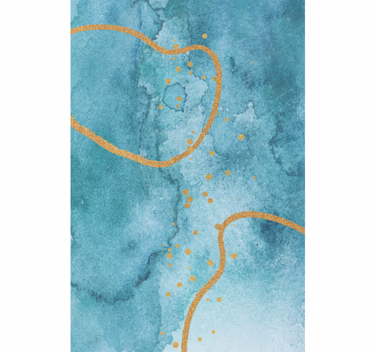 Rollo wohnzimmer abstraktes aquamarin mit gold - TenStickers